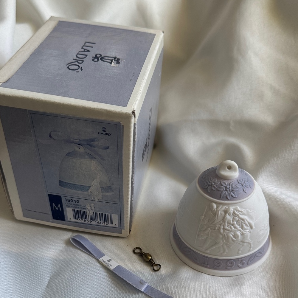 Lladro White and Purple Floral Bell